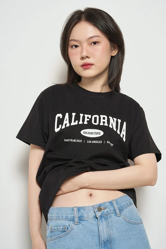 California Print T-Shirt Black - T0723