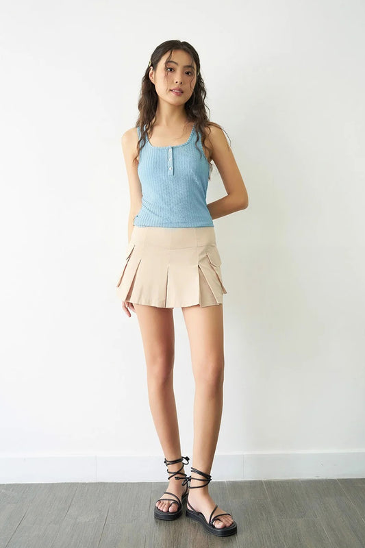 Mini Skirt with Pockets Beige - S0166