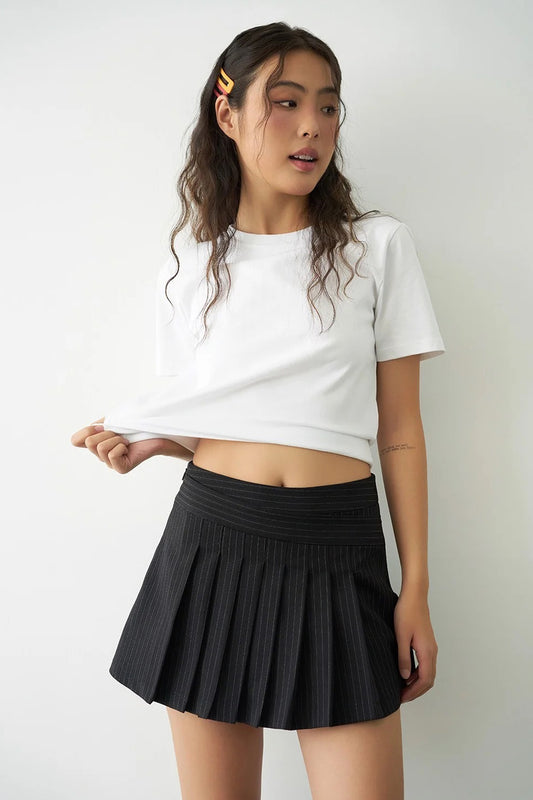 Pleated Skirt Shorts Black - Q0309
