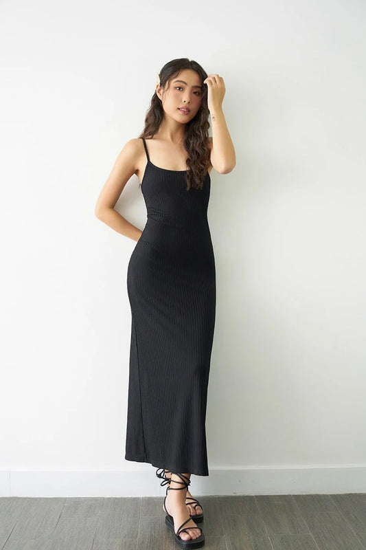 Spandex Long Dresses Black - D0492