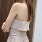 Strapless High Slit Formal Dress Beige - D0506