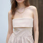 Strapless High Slit Formal Dress Beige - D0506